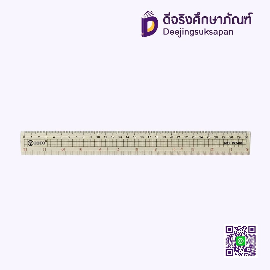 ไม้บรรทัดพลาสติก 30cm. No.PC-00 TOTO