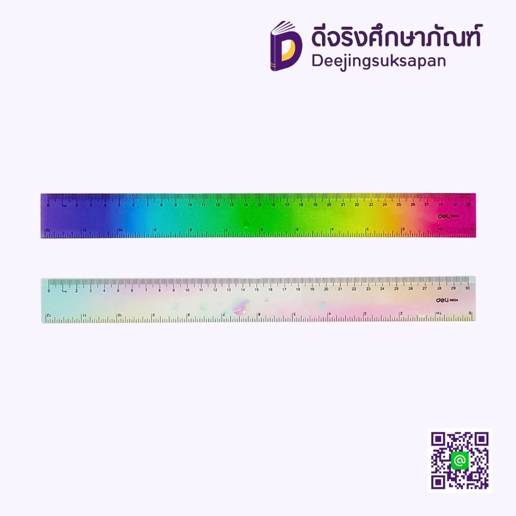 ไม้บรรทัดพลาสติก 30cm. H654 คละสี DELI