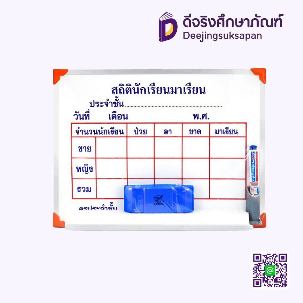 กระดาน สถิตินักเรียนมาเรียน 30x40ซม.