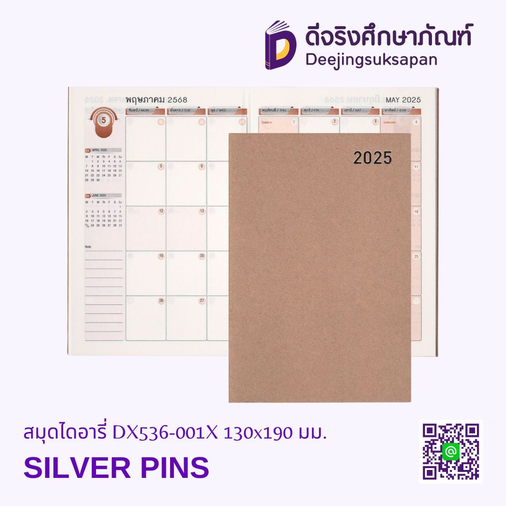สมุดไดอารี่ DX536-001X 130x190 มม. SILVER PINS