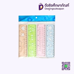 ไม้บรรทัดร่องอักษร 15cm. 4 ชิ้น